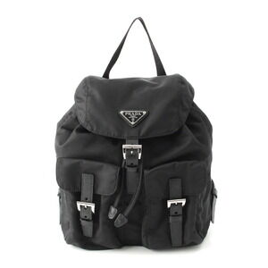 Prada Re Nylon Saffiano Triangle Logo Backpack Daypack Black